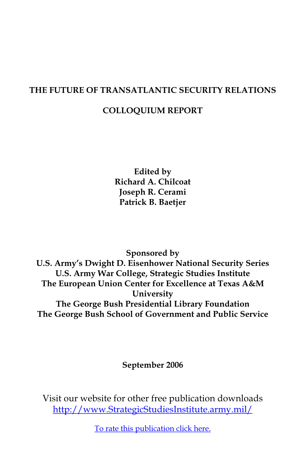 The Future of Transatlantic Security Relations