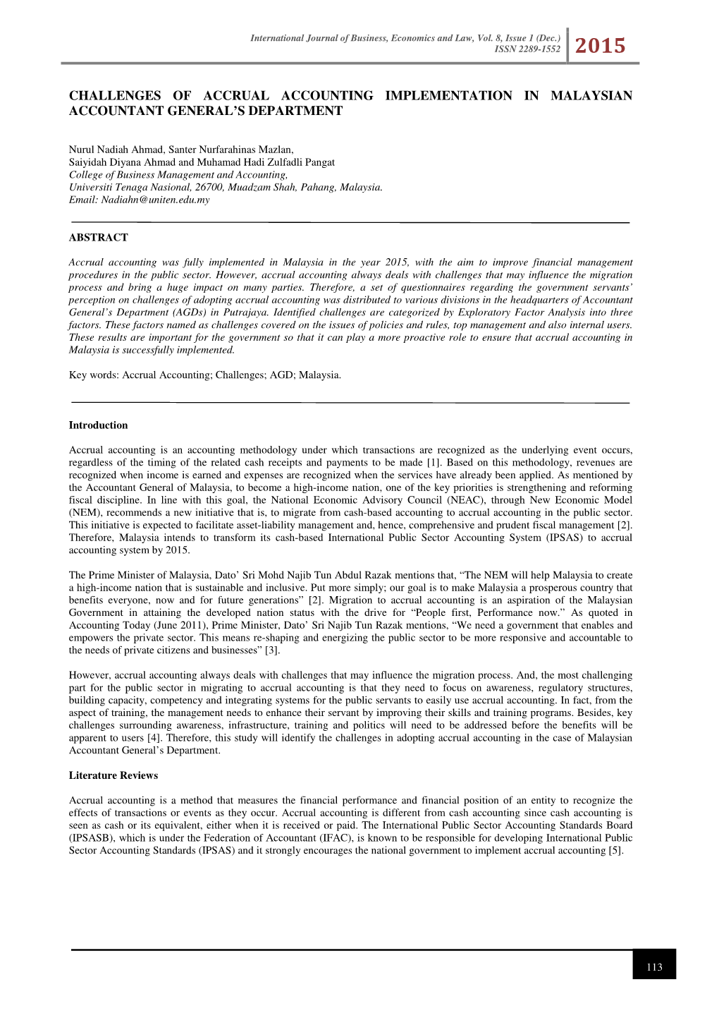 Challenges of Accrual Accounting Implementation in Malaysian Accountant General’S Department