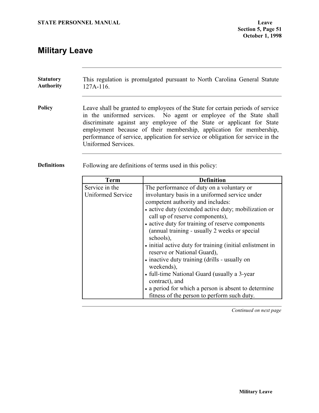 STATE PERSONNEL MANUAL Leave s1