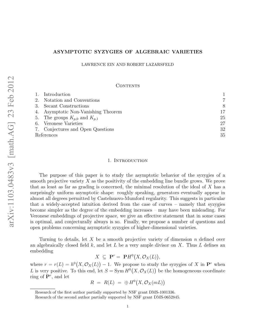 Asymptotic Syzygies of Algebraic Varieties 3