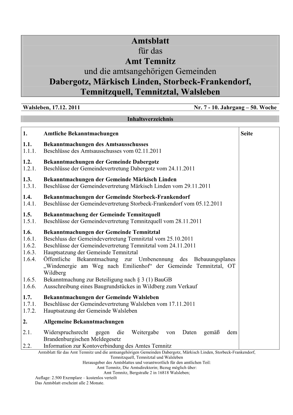 Amtsblatt Nr.7 2011