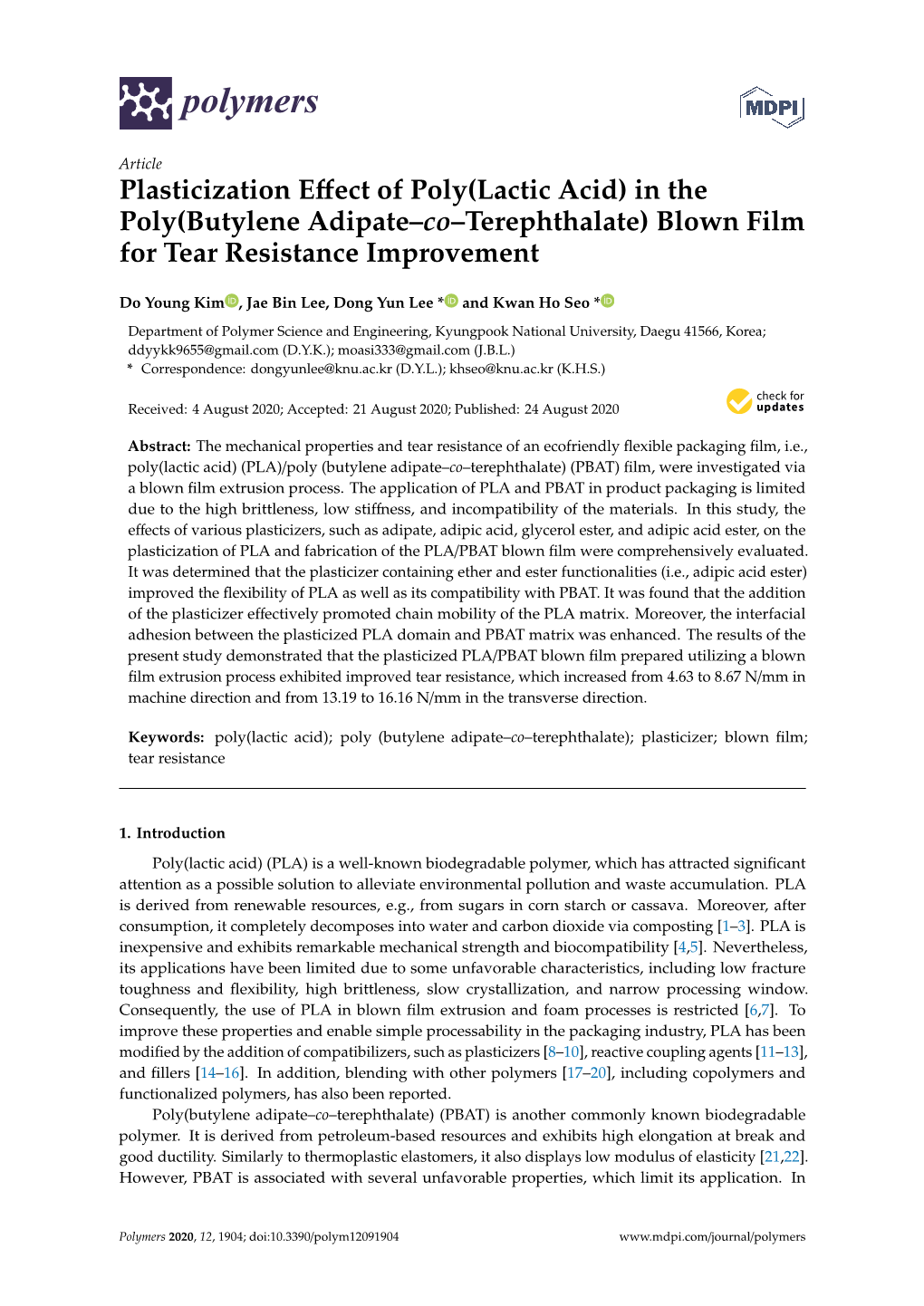 Plasticization Effect of Poly(Lactic Acid)