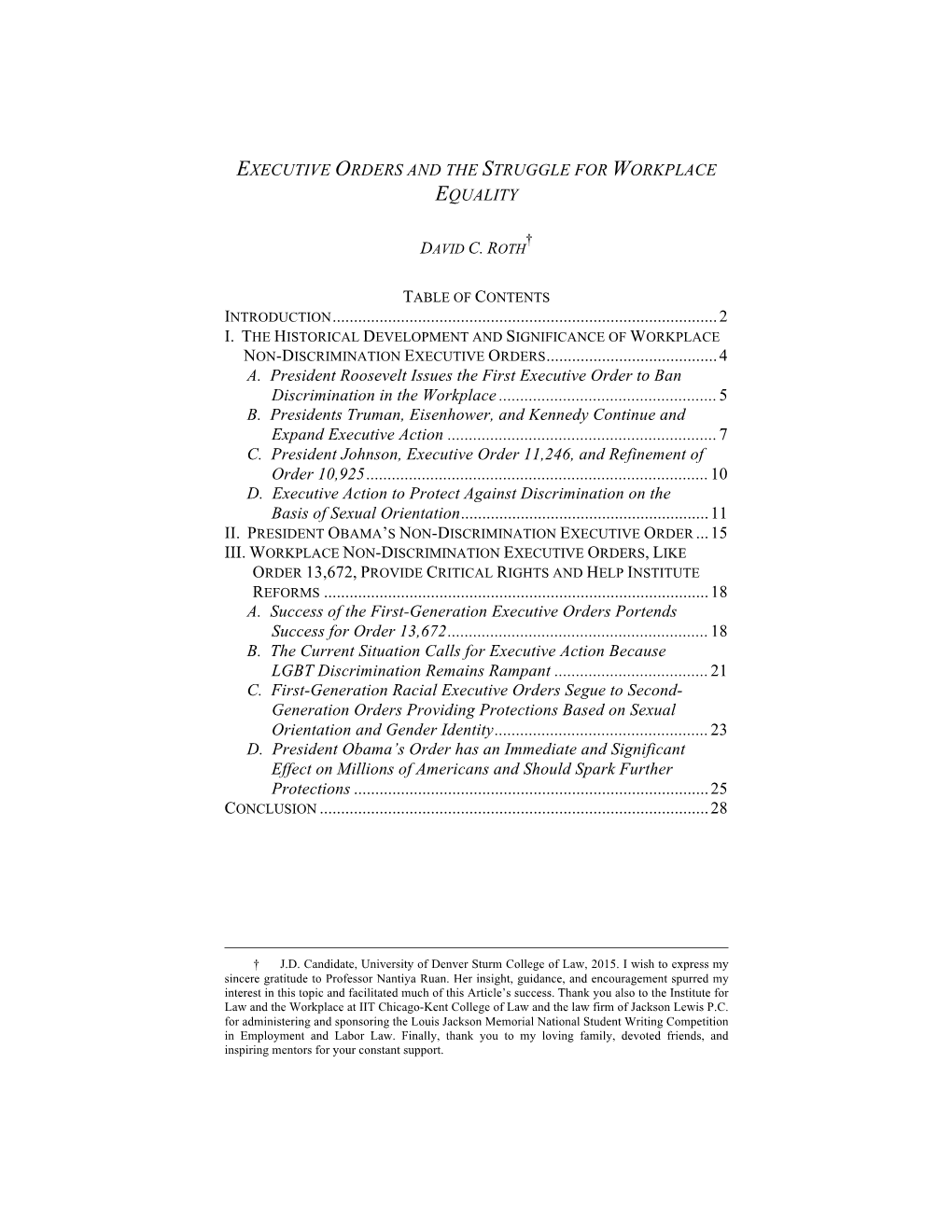 Executive Orders and the Struggle for Workplace Equality