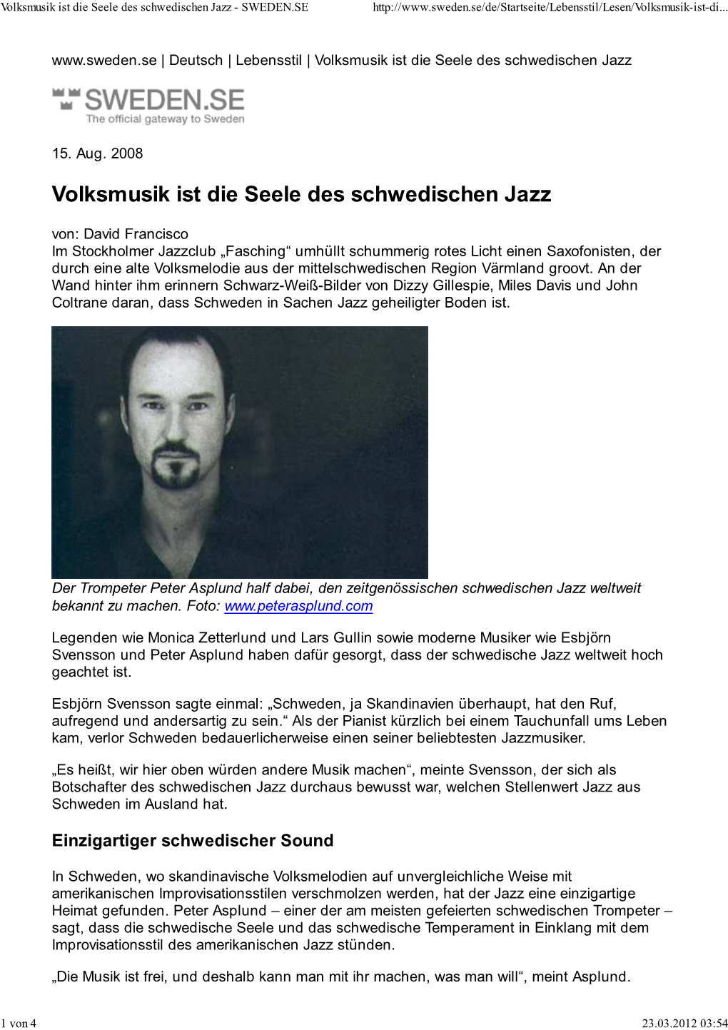 Die Seele Des Schwedischen Jazz - SWEDEN.SE