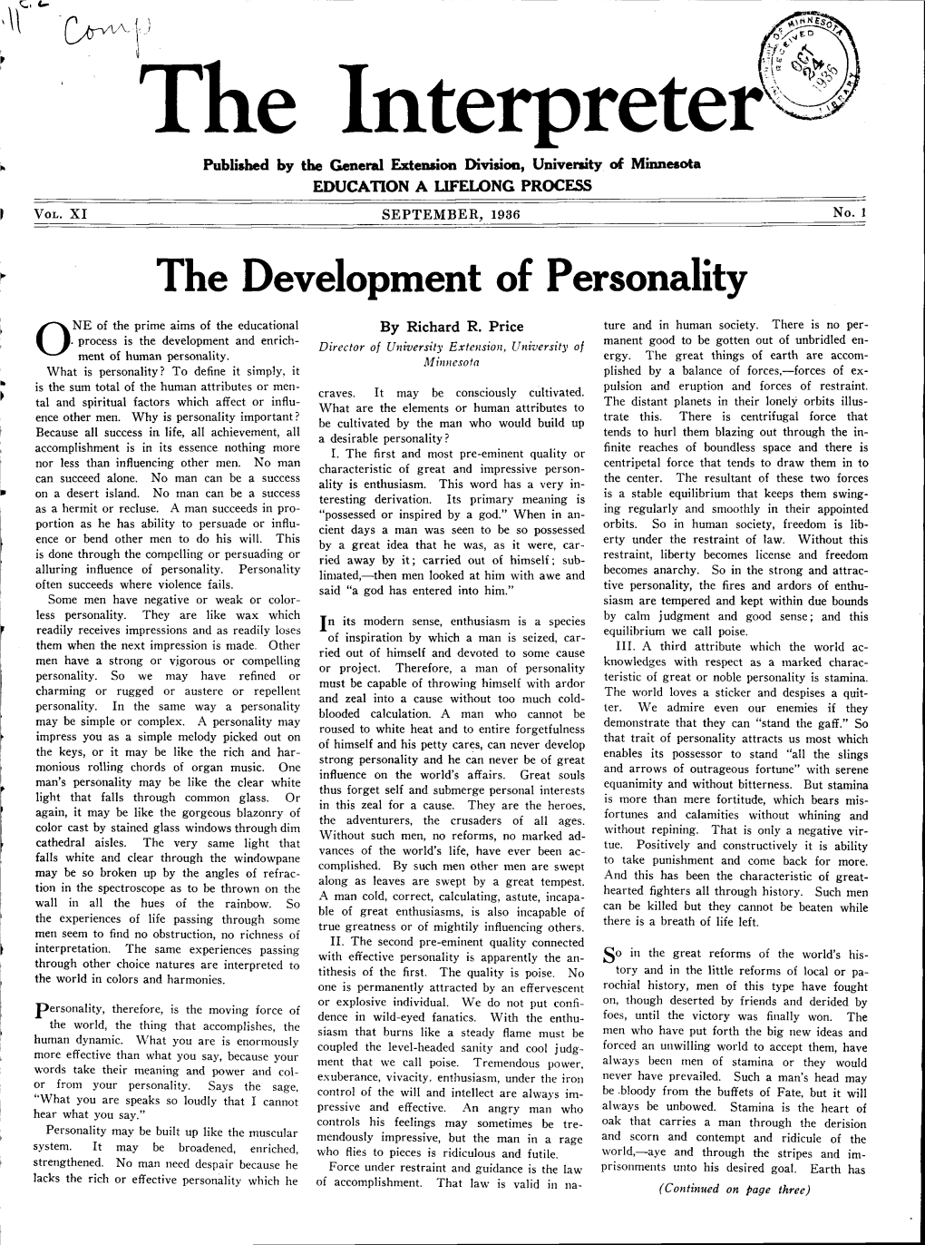 The Development of Personality