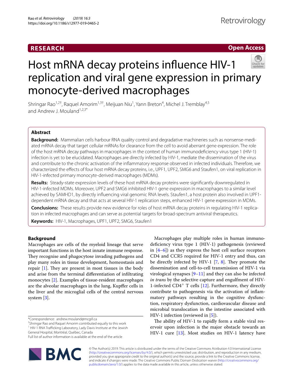Host Mrna Decay Proteins Influence HIV-1 Replication and Viral Gene