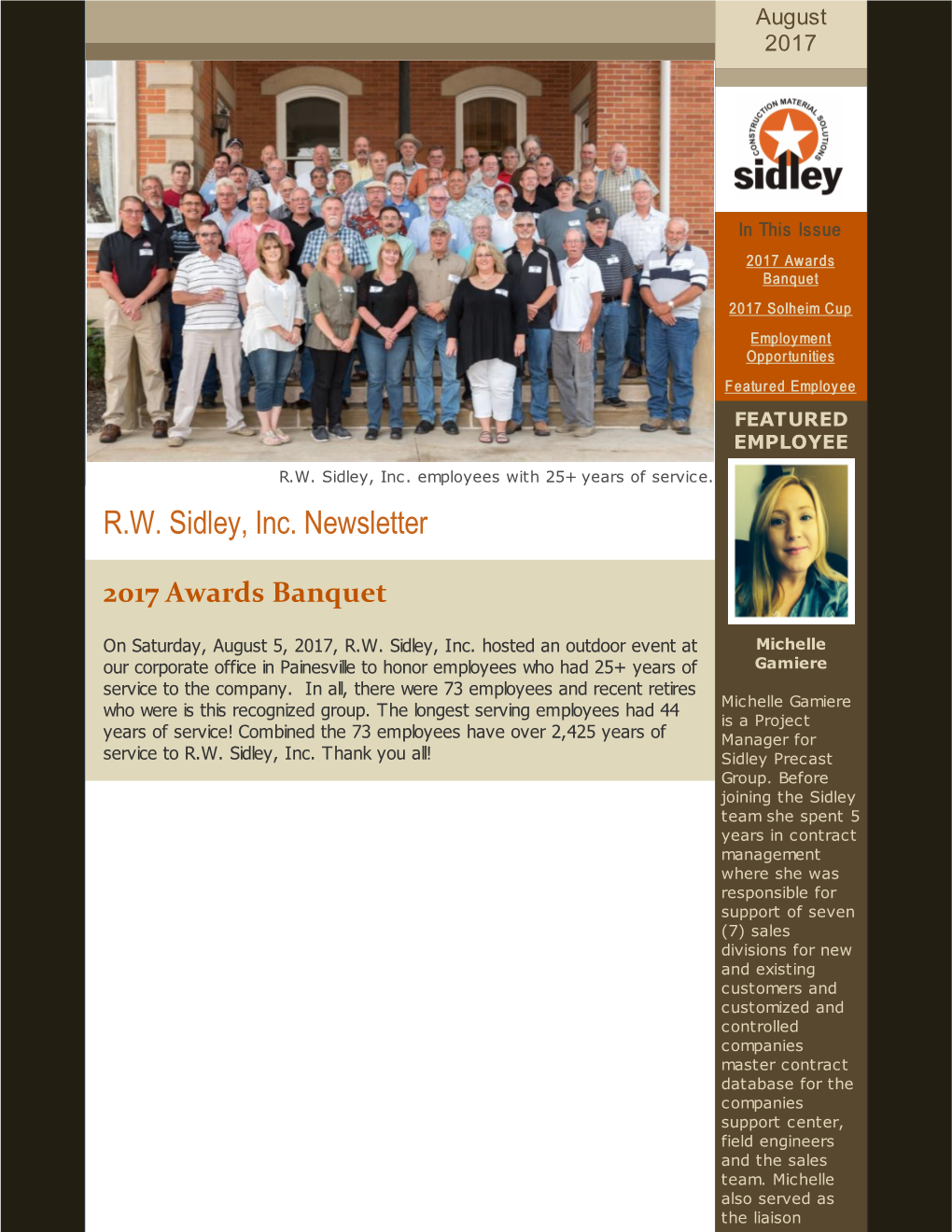 R.W. Sidley, Inc. Newsletter