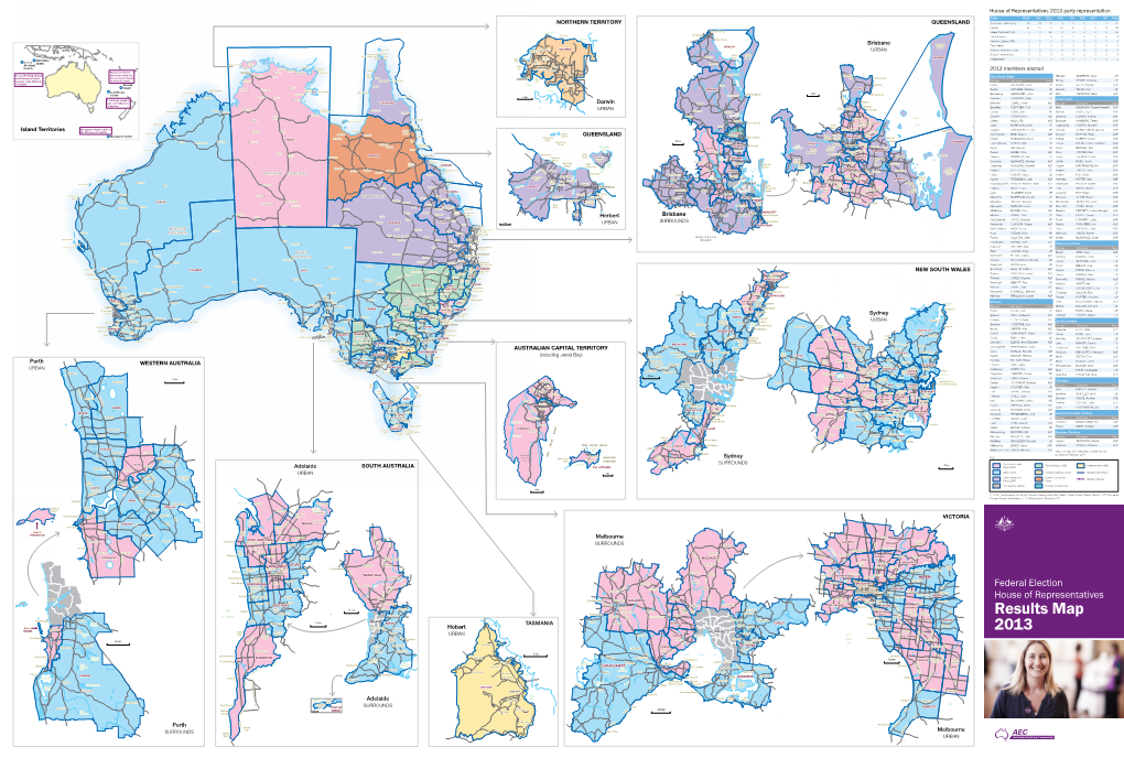 2013 Federal Election Results Map, House of Representatives