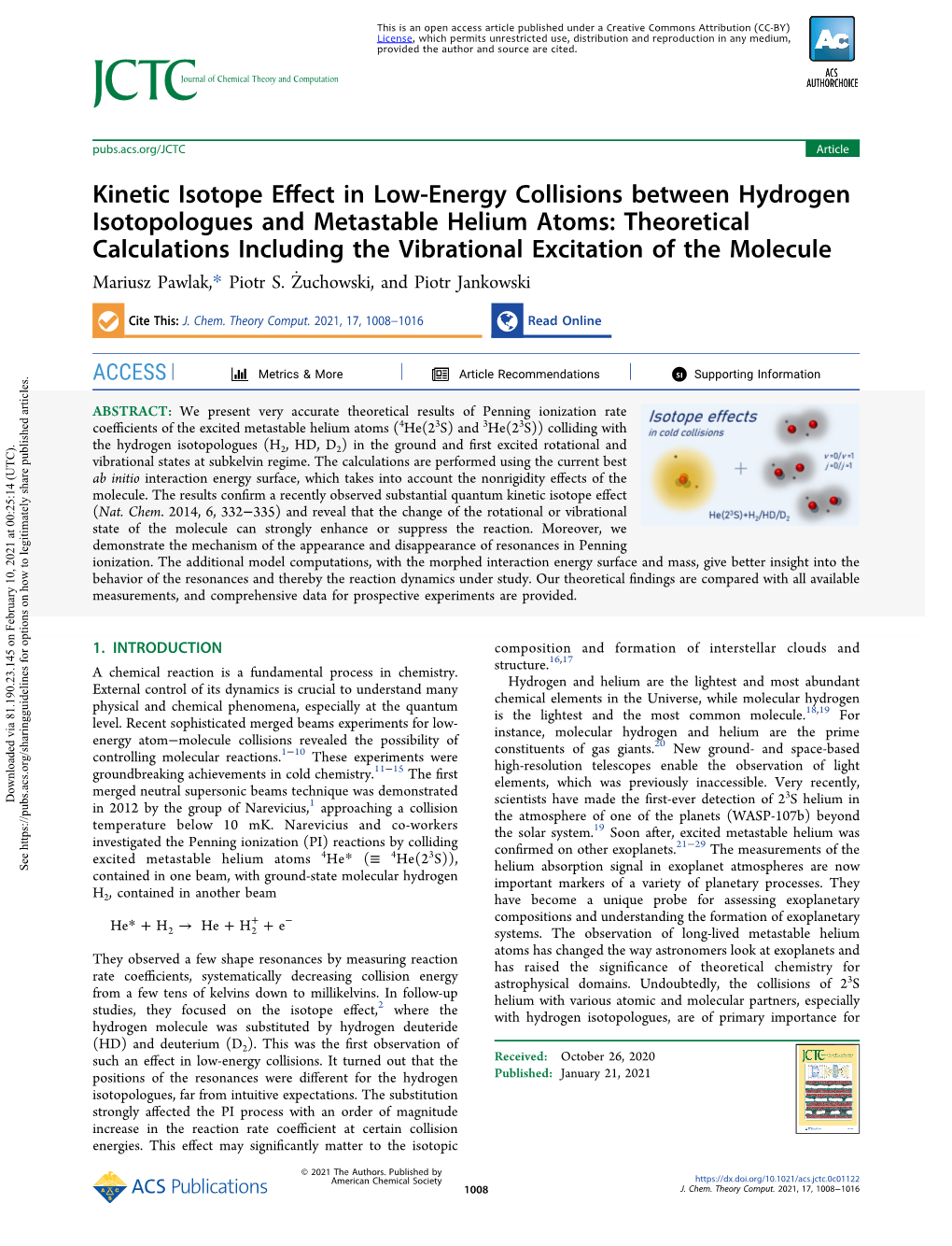 Kinetic Isotope Effect in Low-Energy Collisions Between Hydrogen