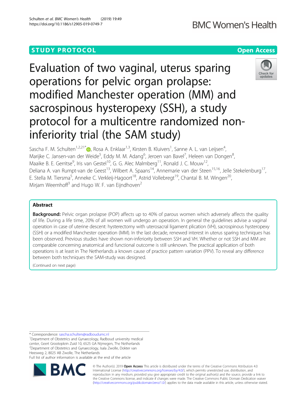 Evaluation of Two Vaginal, Uterus Sparing Operations for Pelvic Organ Prolapse