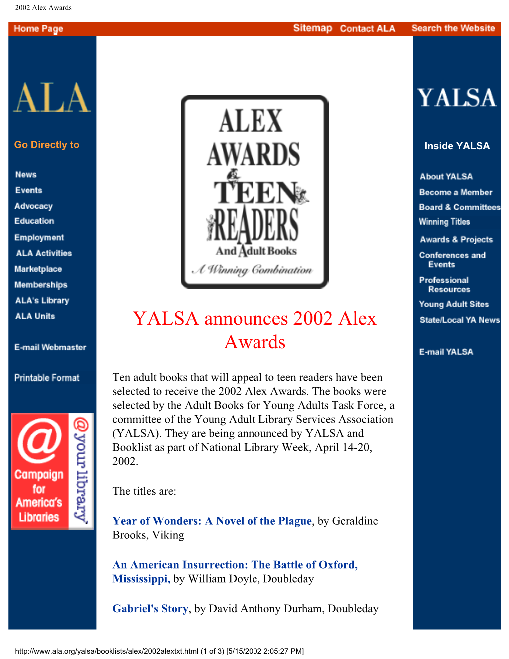 2002 Alex Awards