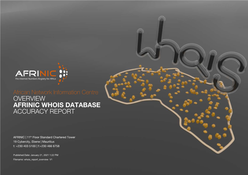 Overview Afrinic Whois Database Accuracy Report