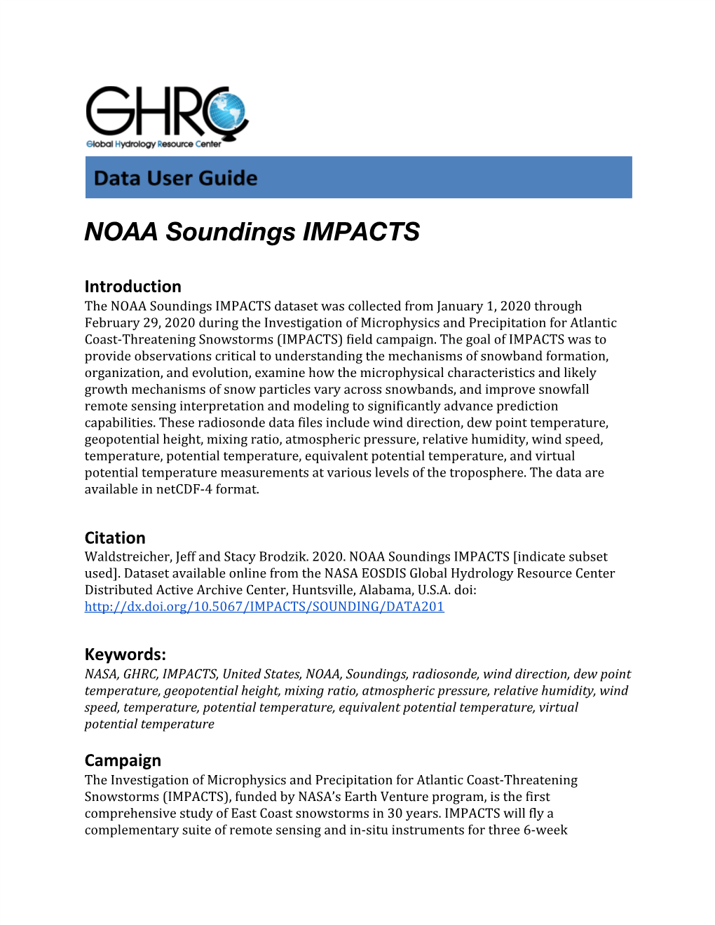 NOAA Soundings IMPACTS