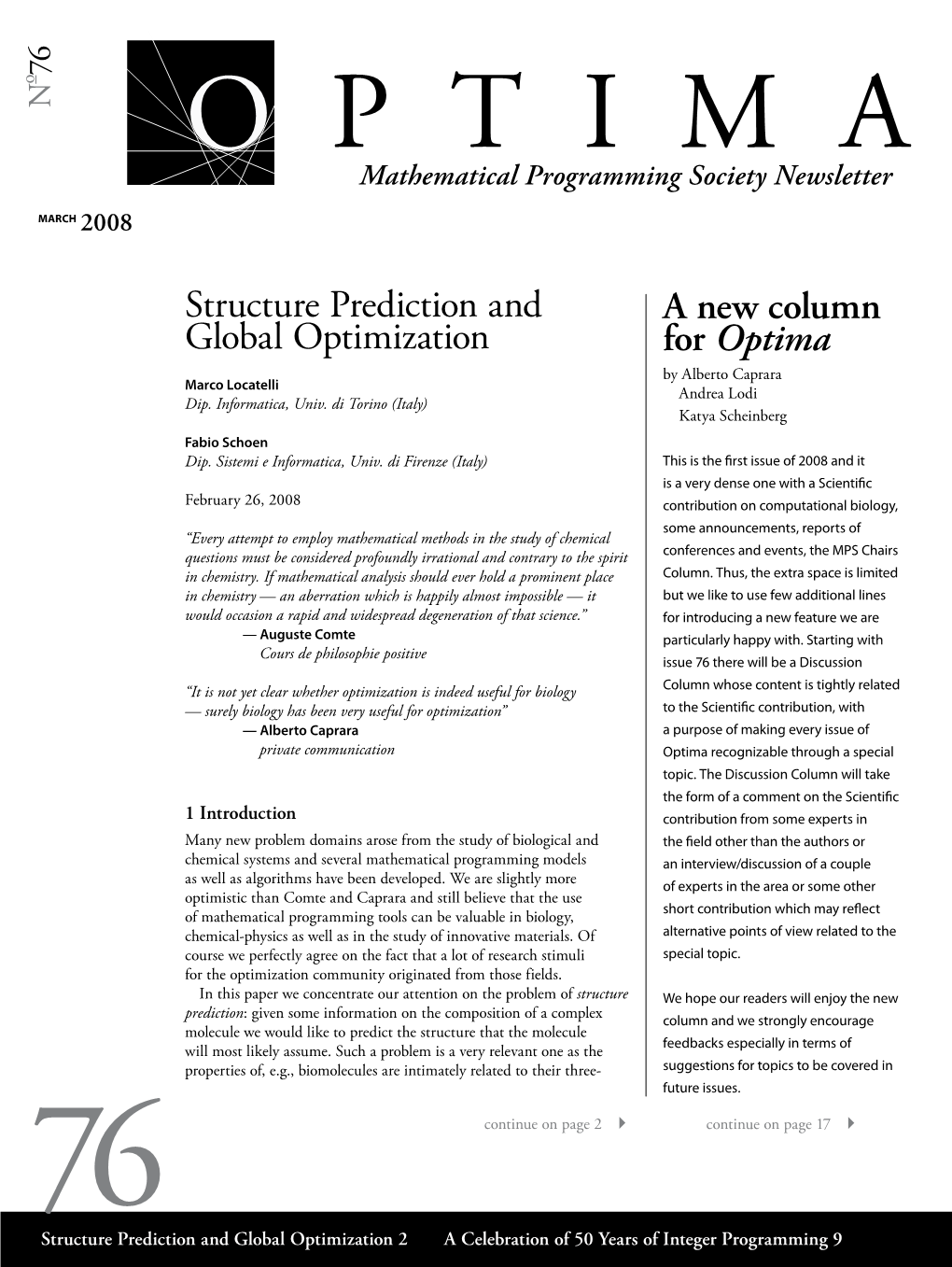 A New Column for Optima Structure Prediction and Global Optimization