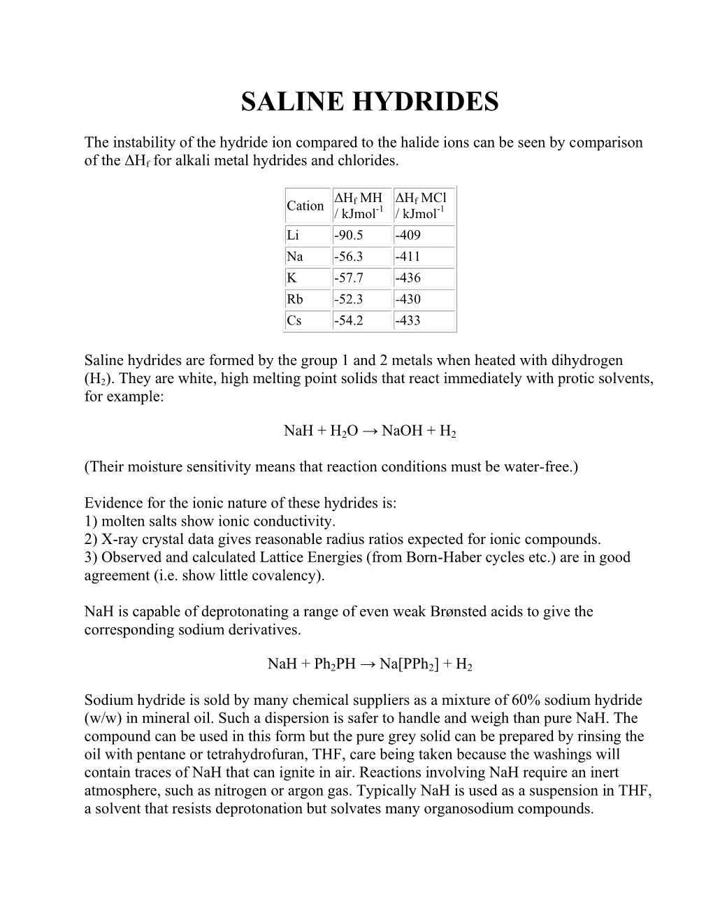 Saline Hydrides