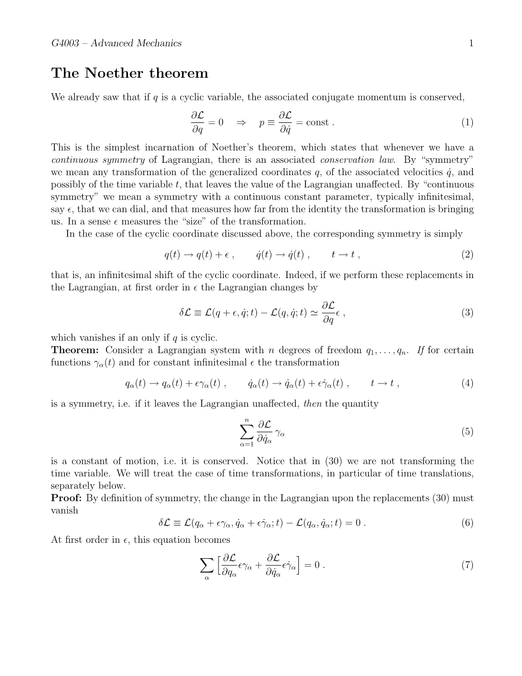 The Noether Theorem