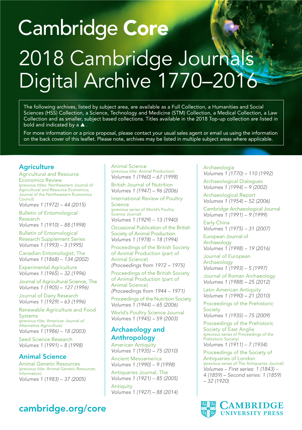 2018 Cambridge Journals Digital Archive 1770–2016