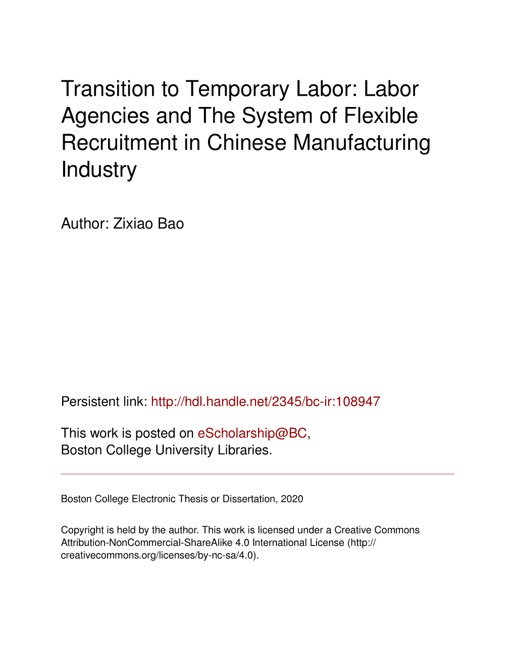 Labor Agencies and the System of Flexible Recruitment in Chinese Manufacturing Industry