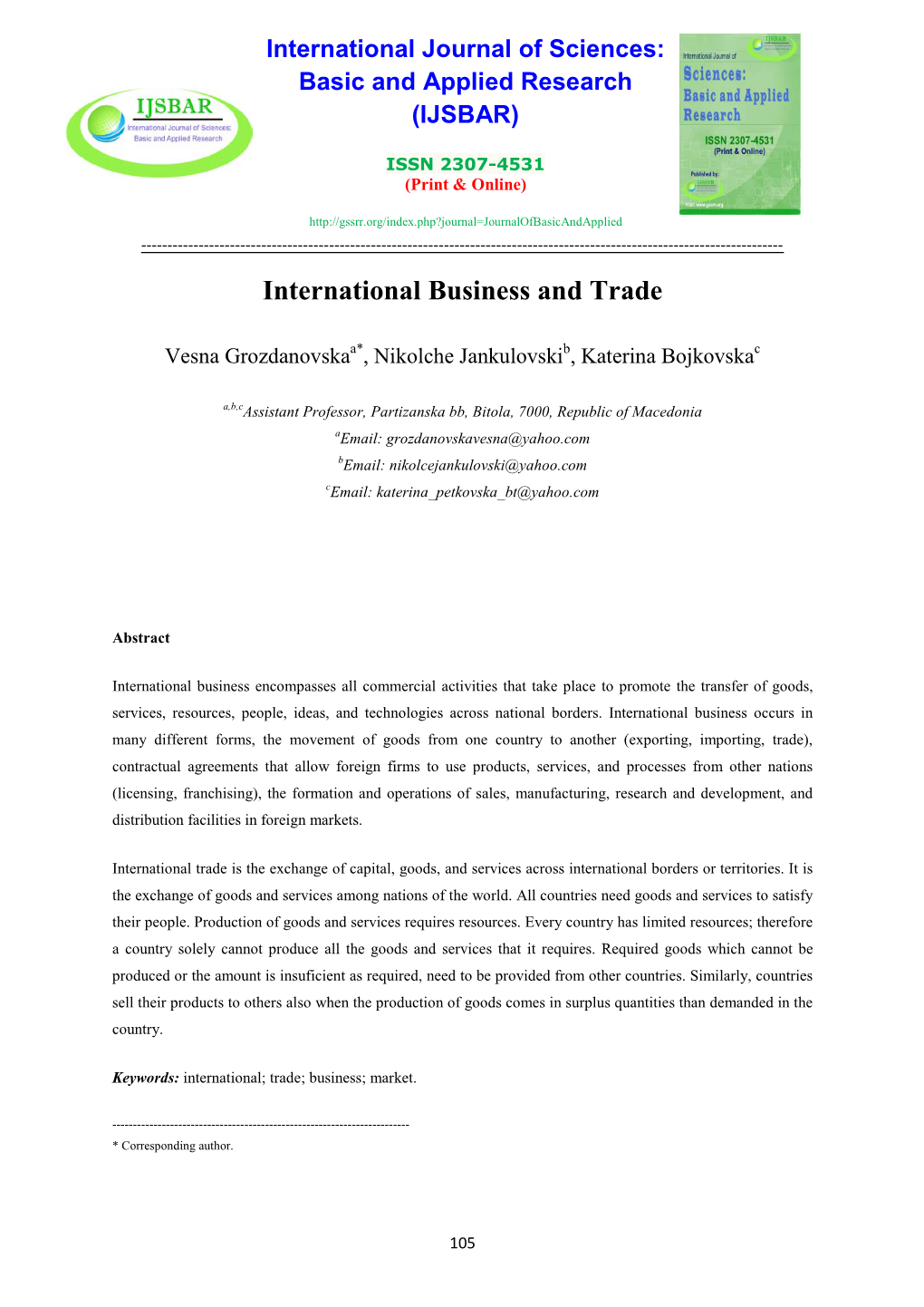 International Business and Trade