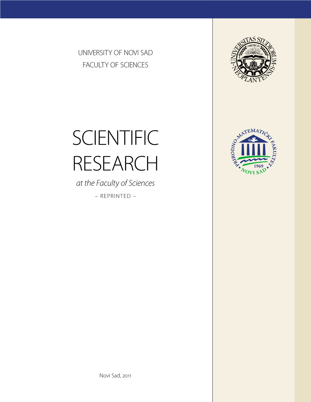 SCIENTIFIC RESEARCH at the Faculty of Sciences – REPRINTED –