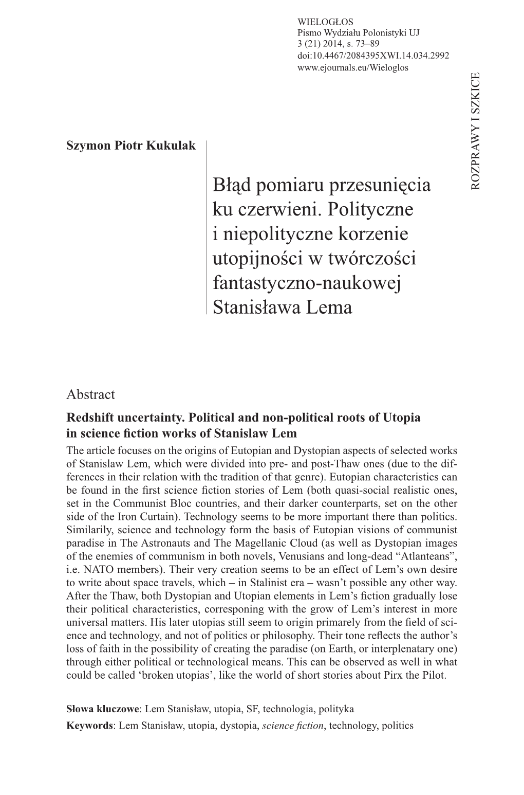 Błąd Pomiaru Przesunięcia Ku Czerwieni. Polityczne I Niepolityczne