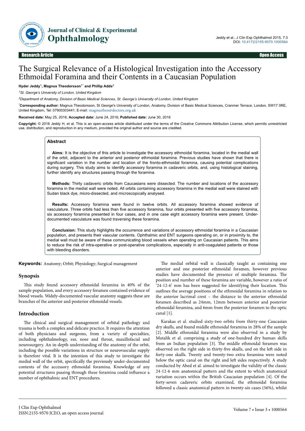 Ophthalmology 10.4172/2155-9570.1000564 ISSN: 2155-9570 DOI