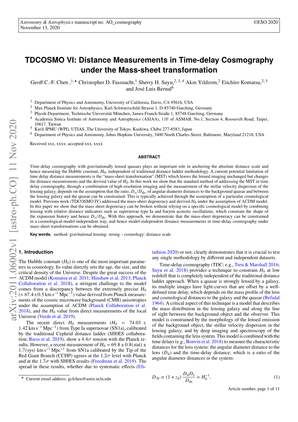 Arxiv:2011.06002V1 [Astro-Ph.CO] 11 Nov 2020