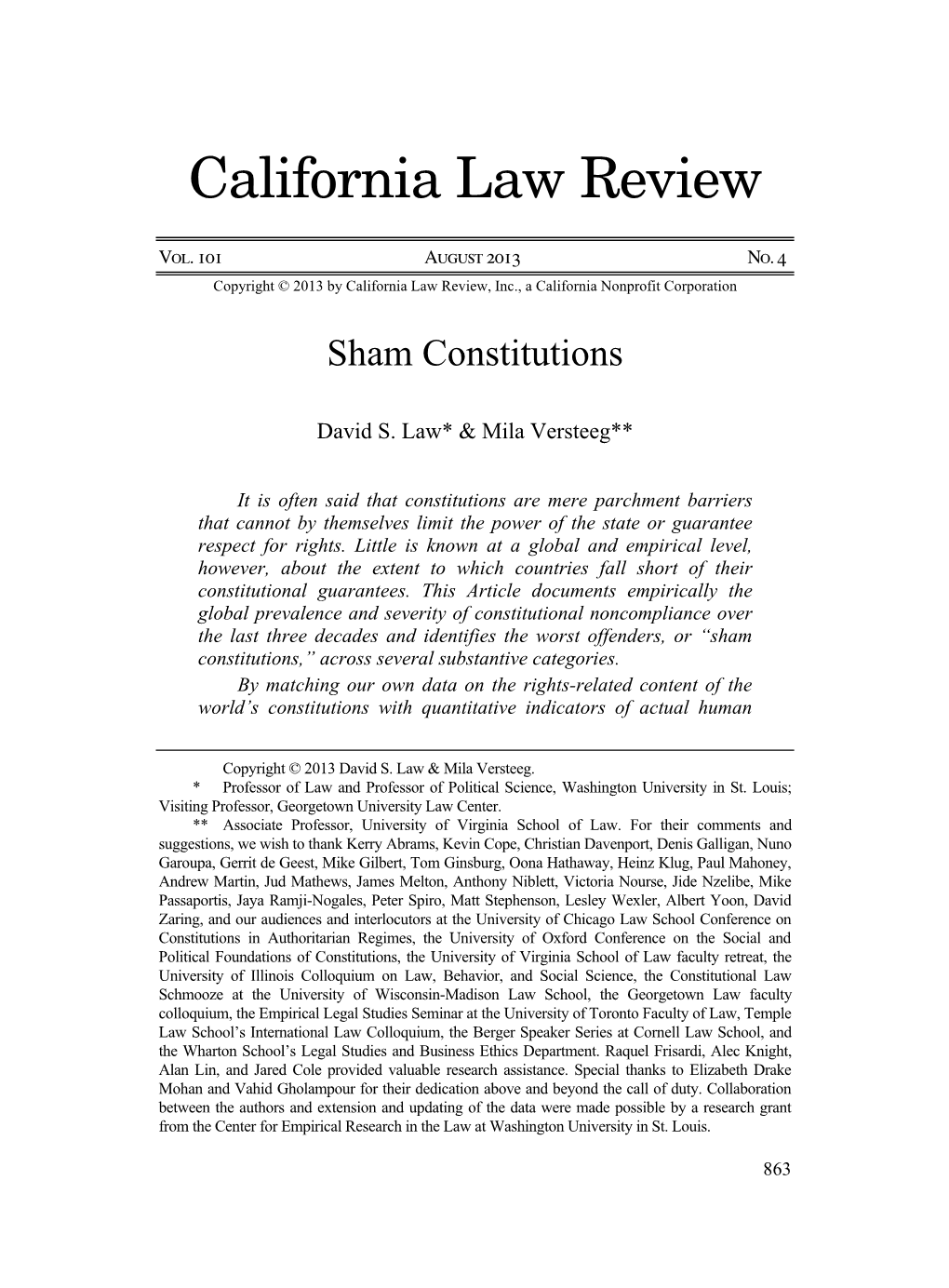 Sham Constitutions