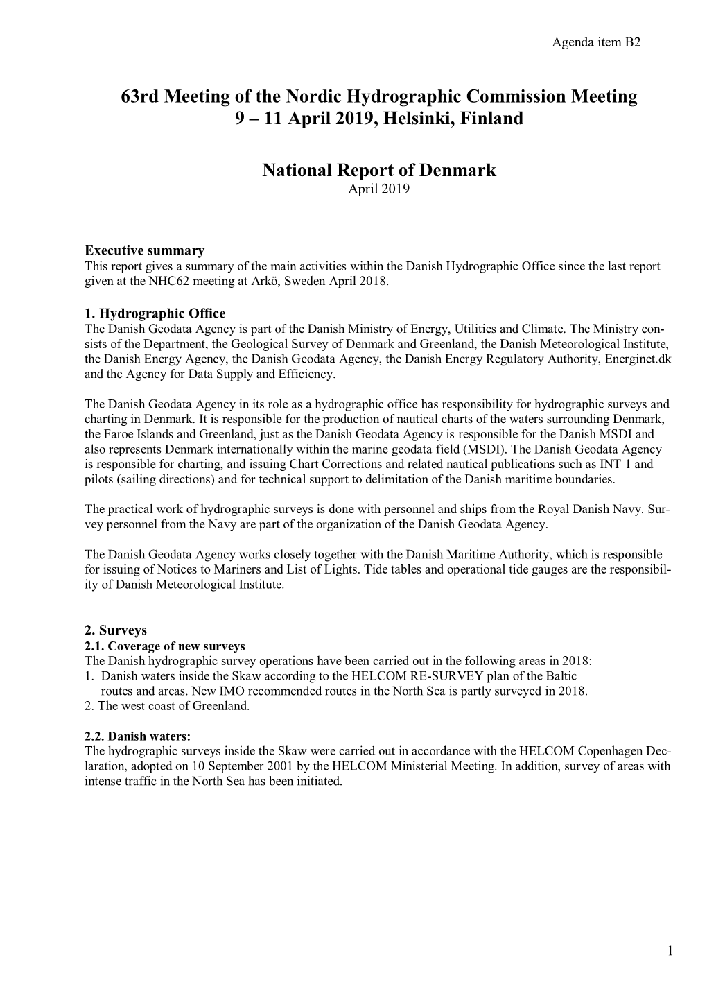 National Report of Denmark April 2019