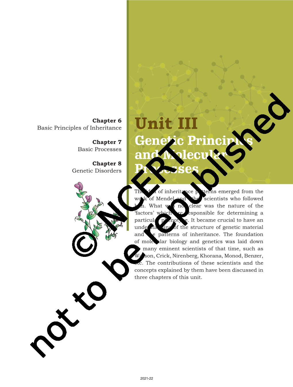 Unit III Chapter 7 Genetic Principles Basic Processes and Molecular Chapter 8 Genetic Disorders Processes