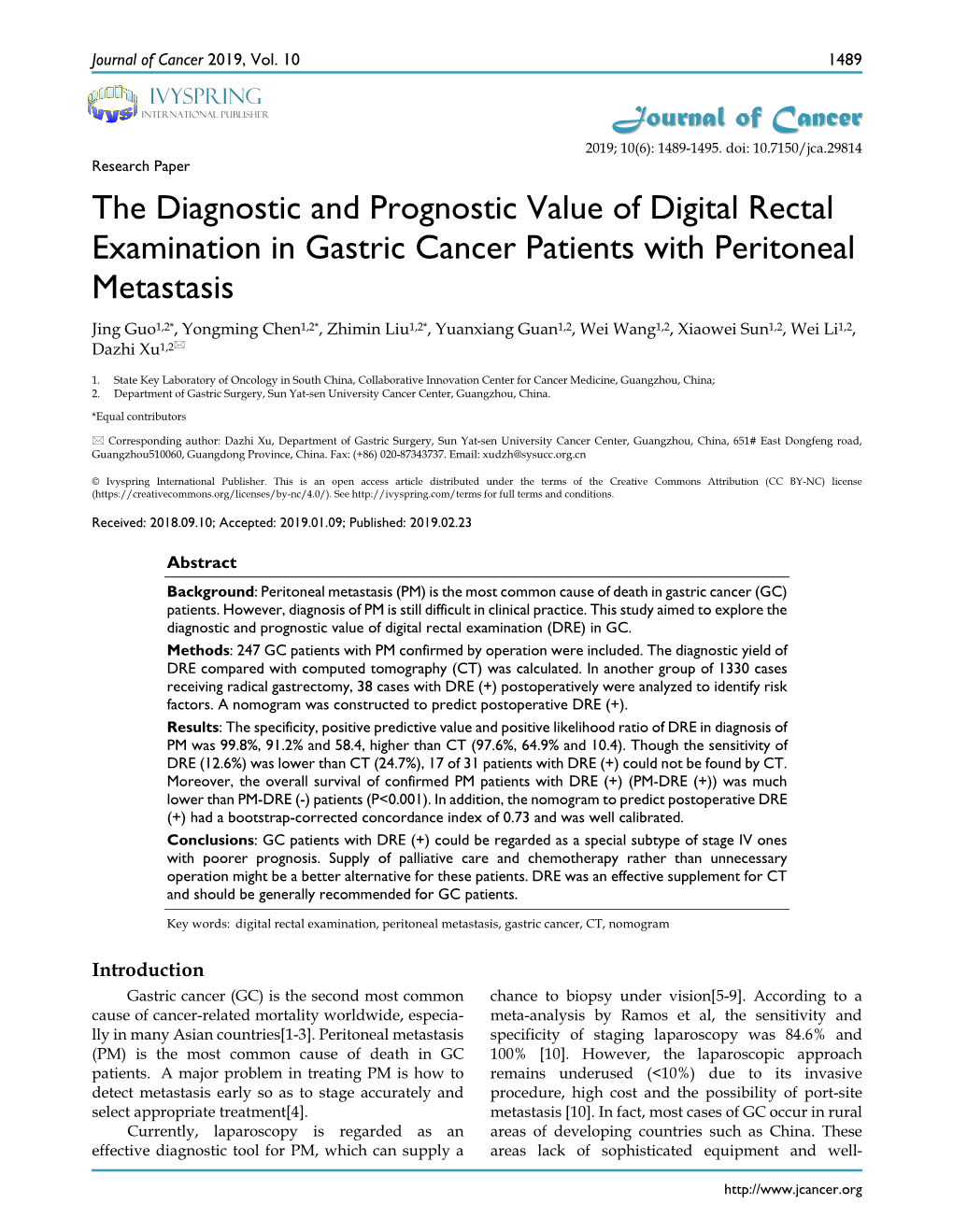 The Diagnostic and Prognostic Value of Digital Rectal Examination In