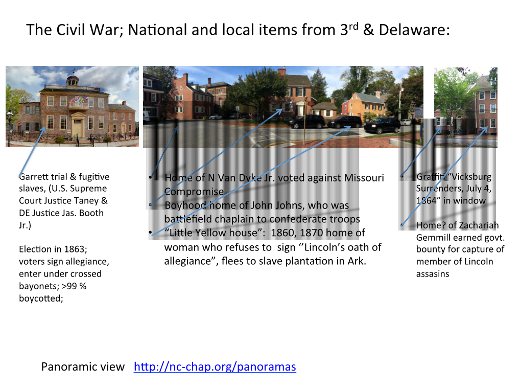 The Civil War; Na�Onal and Local Items from 3Rd & Delaware