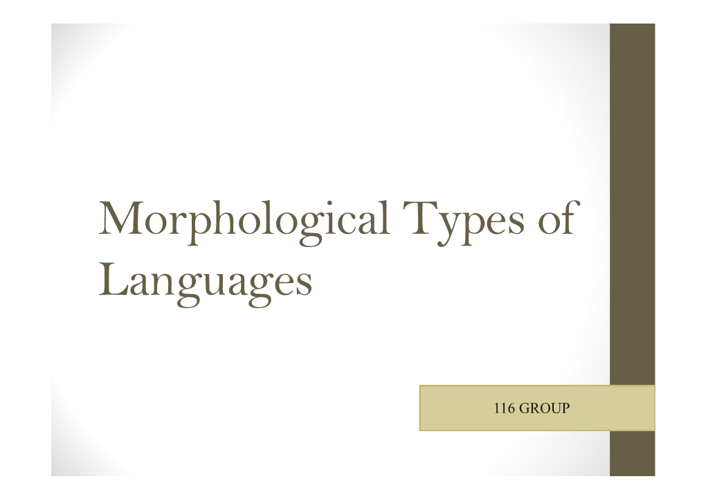 Morphological Types of Languages