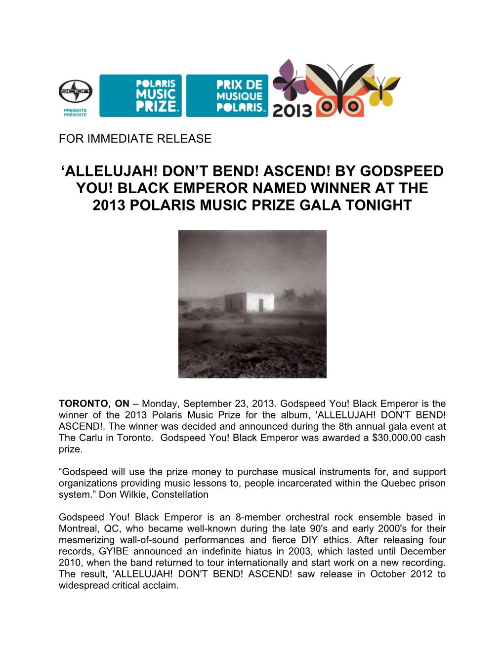 'Allelujah! Don't Bend! Ascend! By