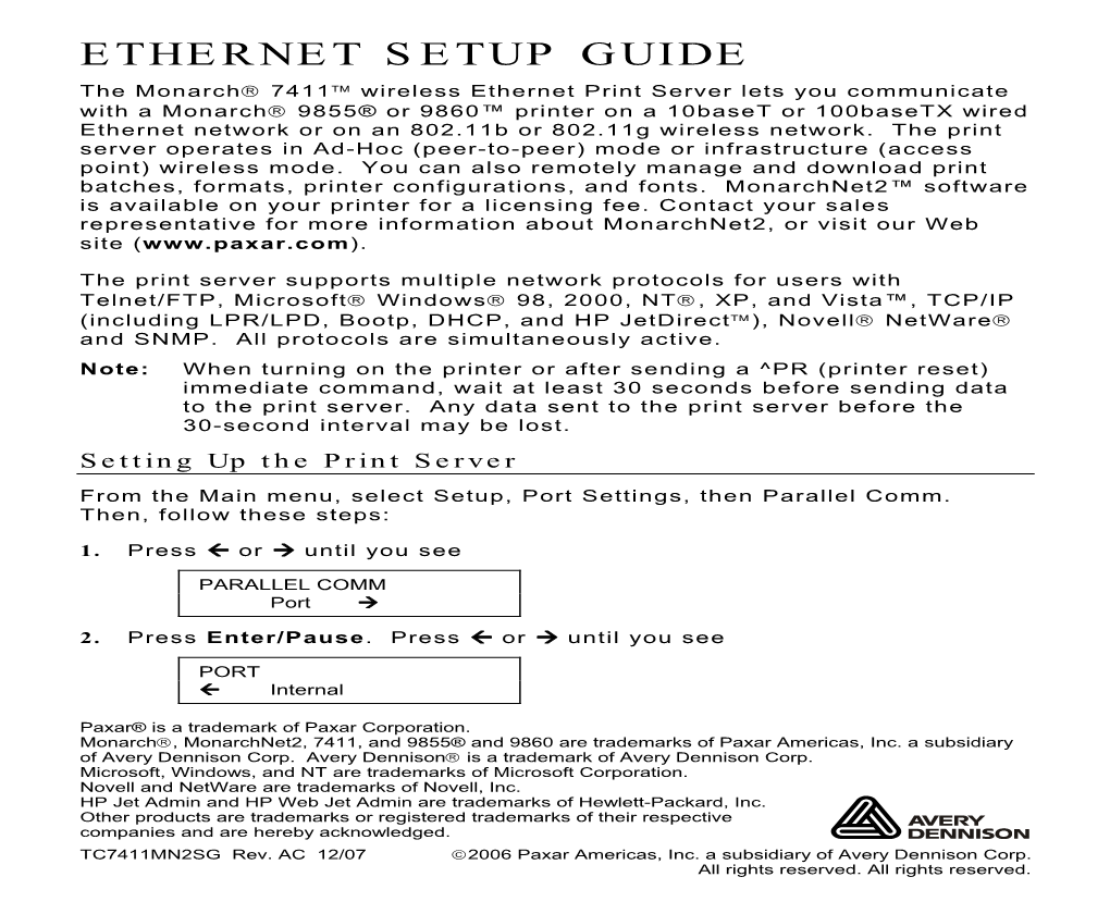Ethernet Setup Guide