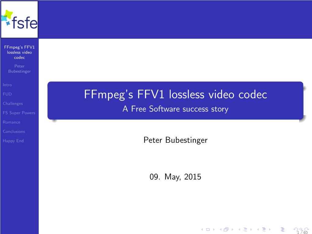 Ffmpeg's FFV1 Lossless Video Codec