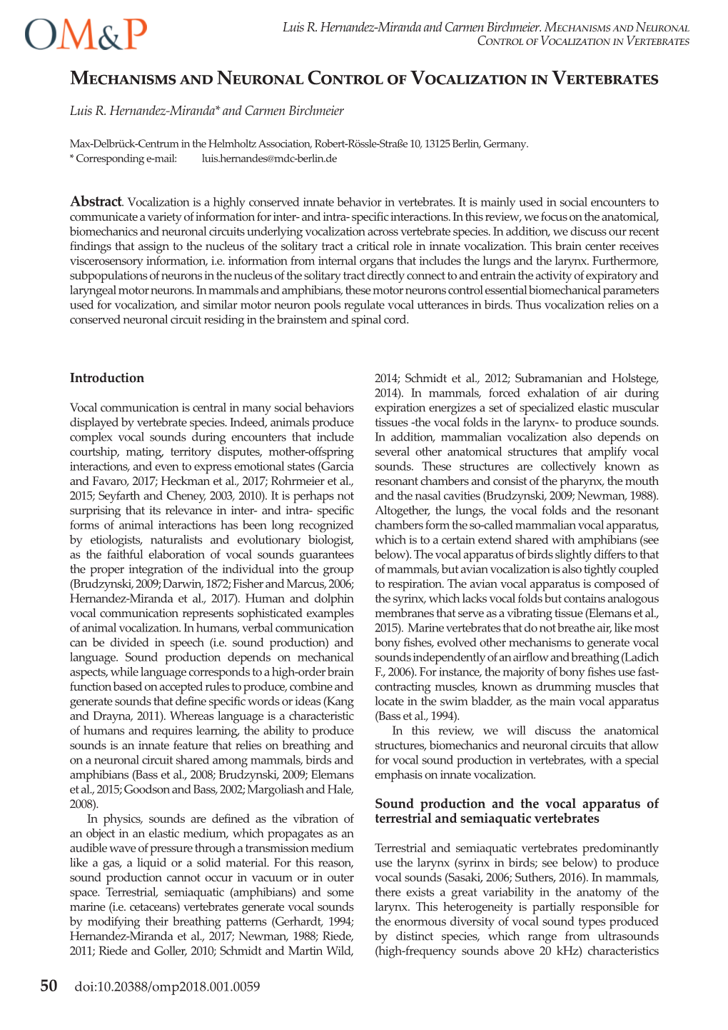 Mechanisms and Neuronal Control of Vocalization in Vertebrates