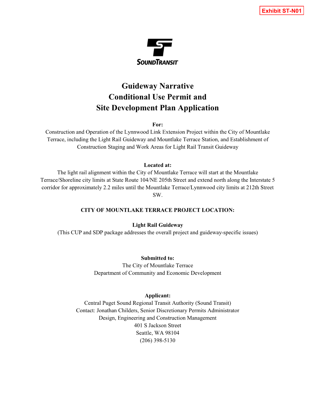 Guideway Narrative Conditional Use Permit and Site Development Plan Application