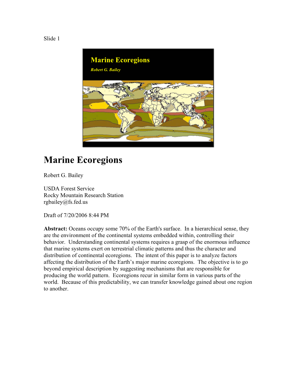 Marine Ecoregions Robert G