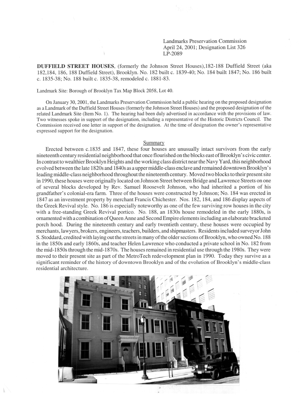 (Formerly the Johnson Street Houses),182-188 Duffield Street (Aka 182,184, 186, 188 Duffield Street), Brooklyn