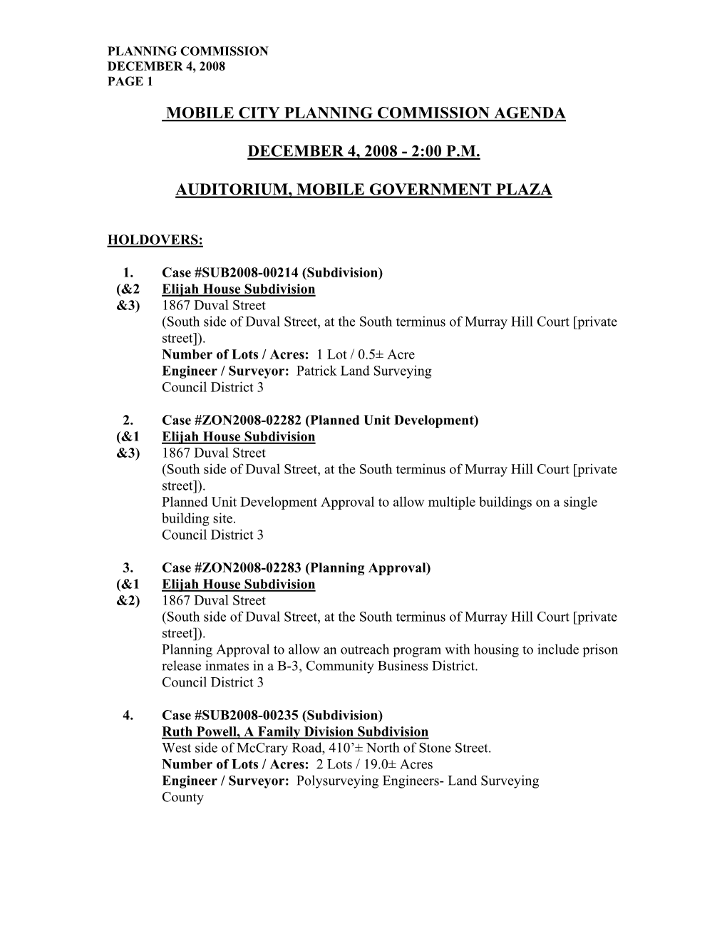 Mobile City Planning Commission Agenda