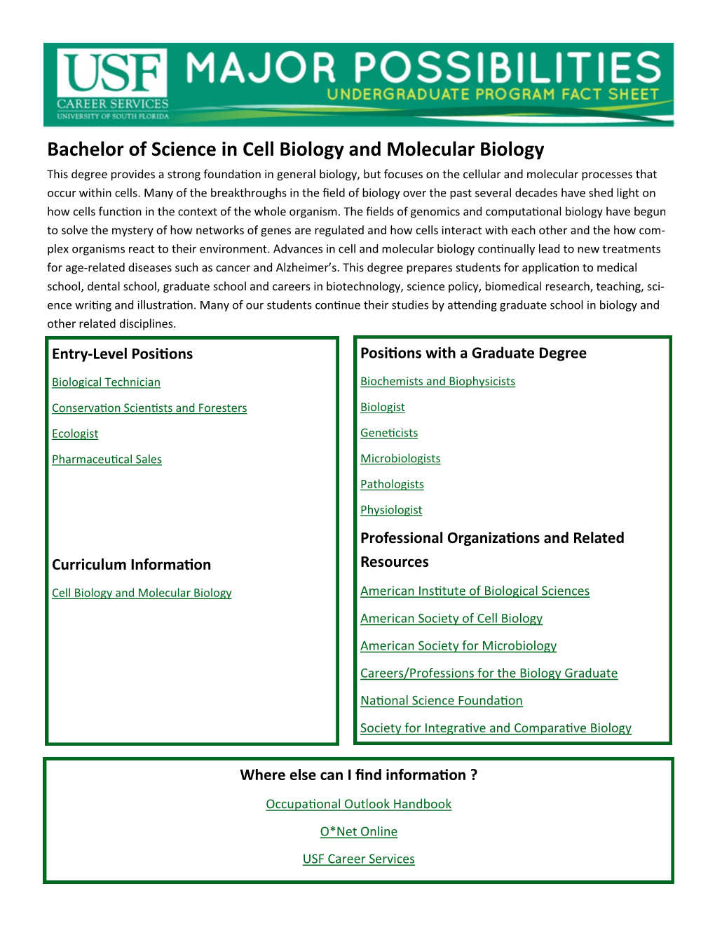 Bachelor of Science in Cell Biology and Molecular Biology