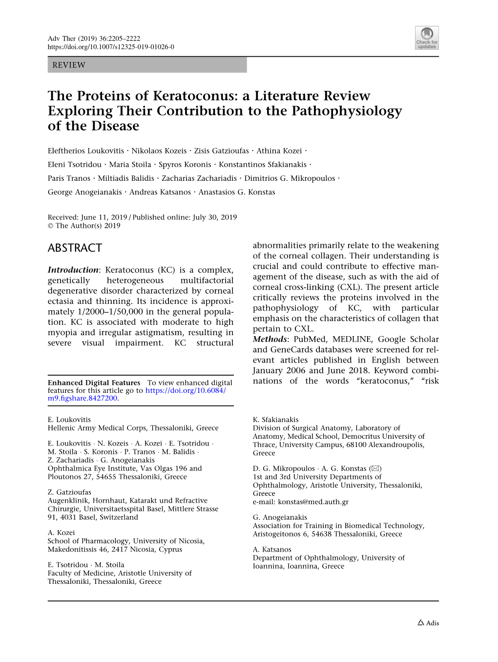 The Proteins of Keratoconus: a Literature Review Exploring Their Contribution to the Pathophysiology of the Disease