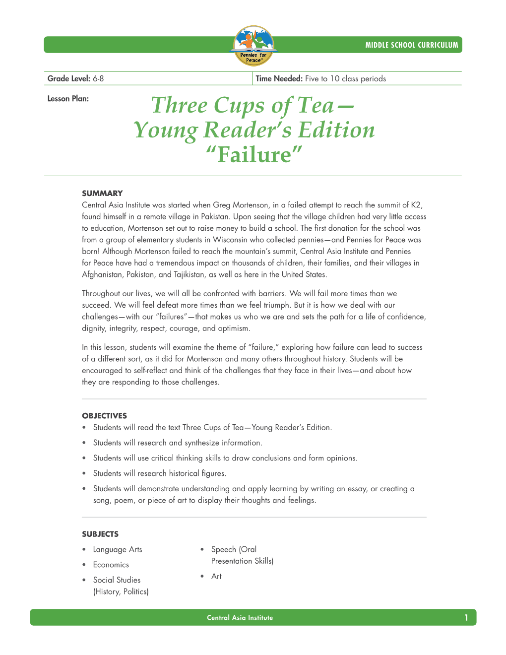 Three Cups of Tea— Young Reader's Edition “Failure”