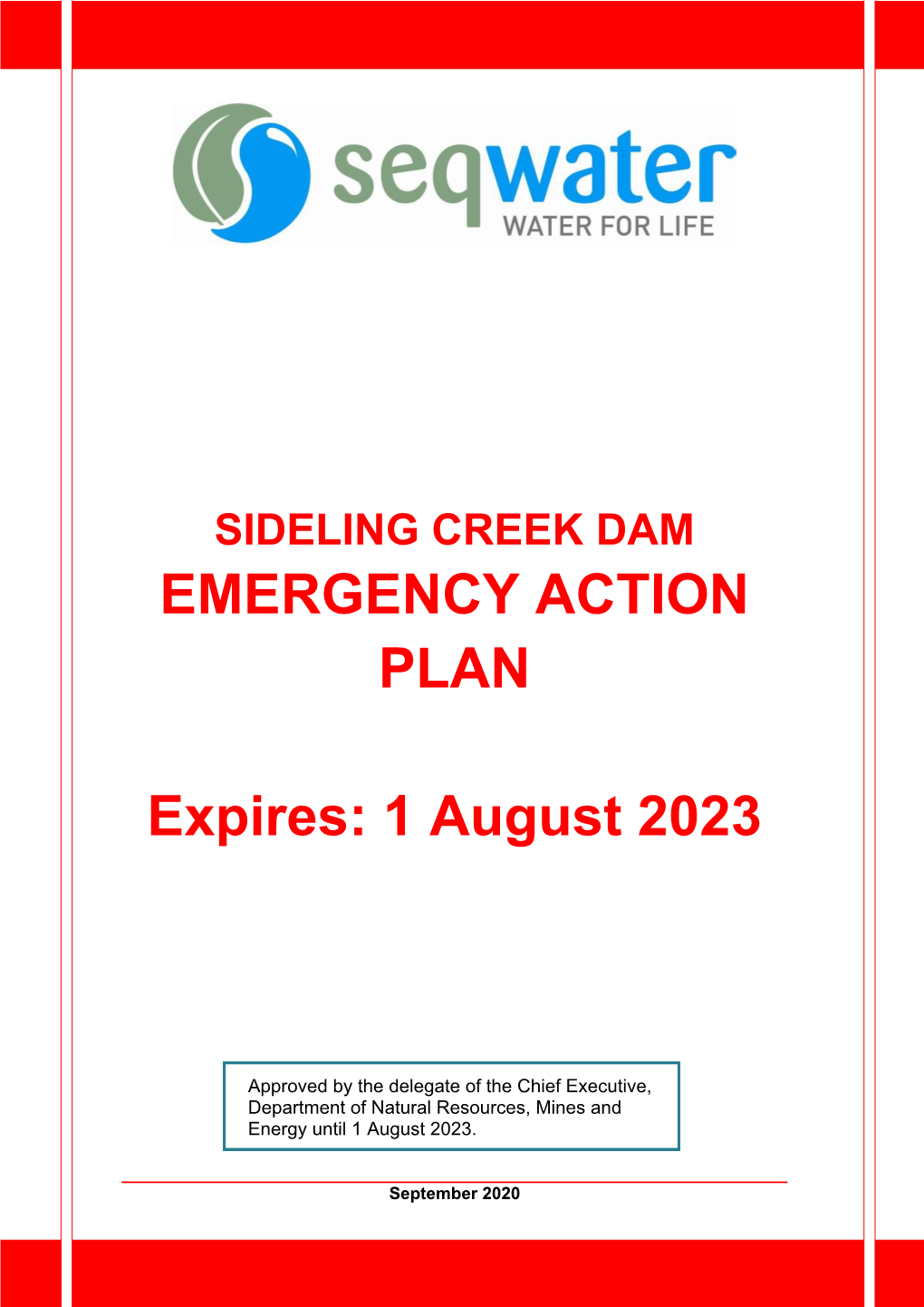 Sideling Creek Dam Emergency Action Plan