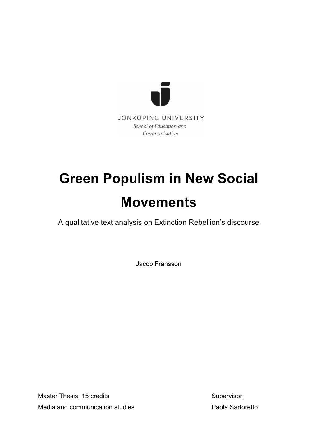 Green Populism in New Social Movements