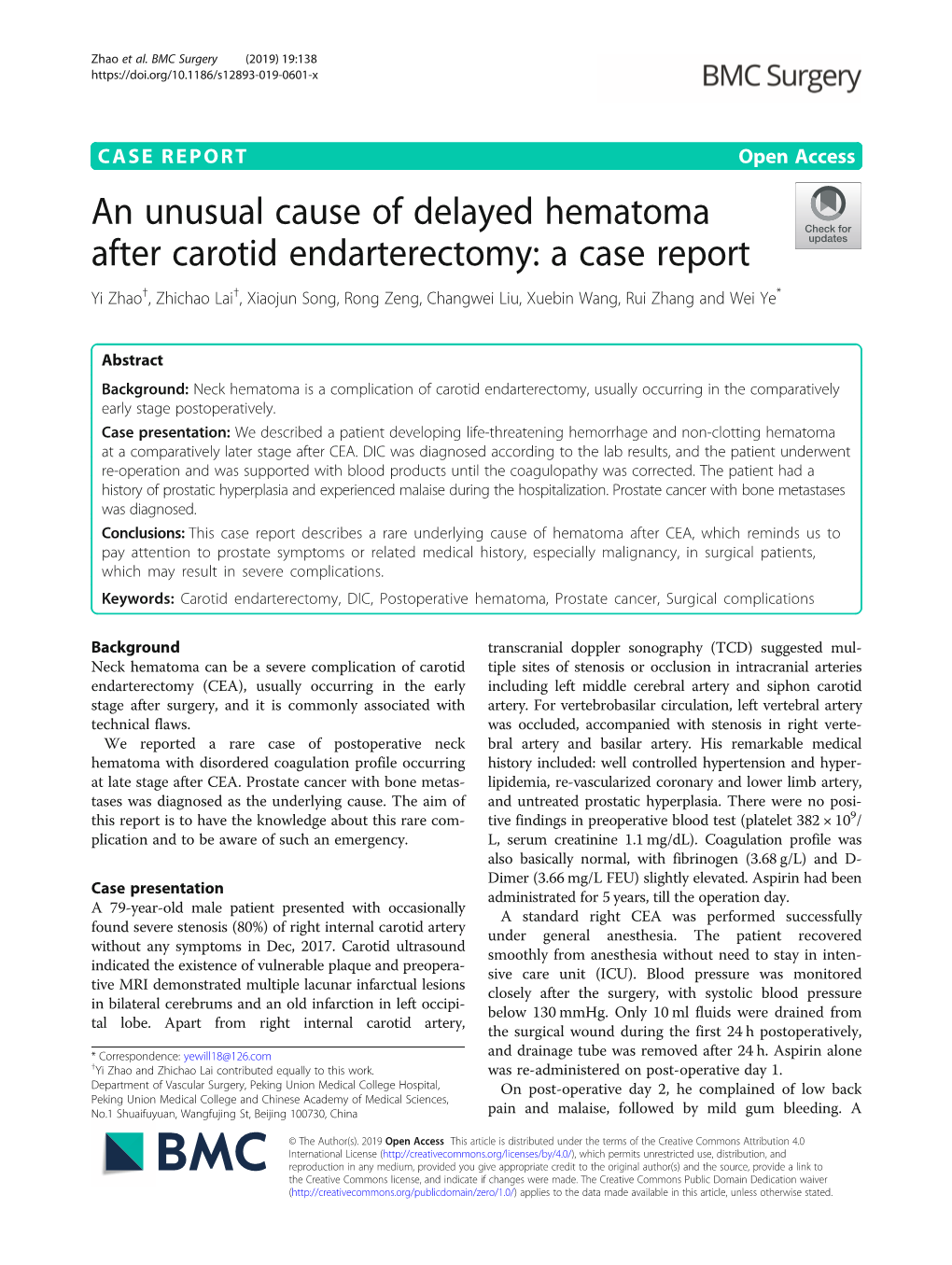 An Unusual Cause of Delayed Hematoma After Carotid