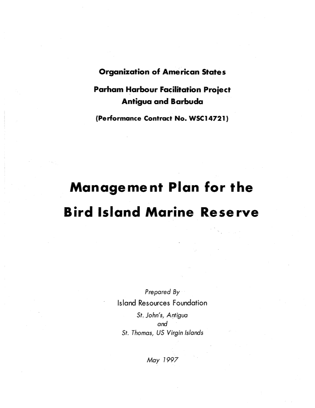 Management Plan for the Bird Island Marine Reserve