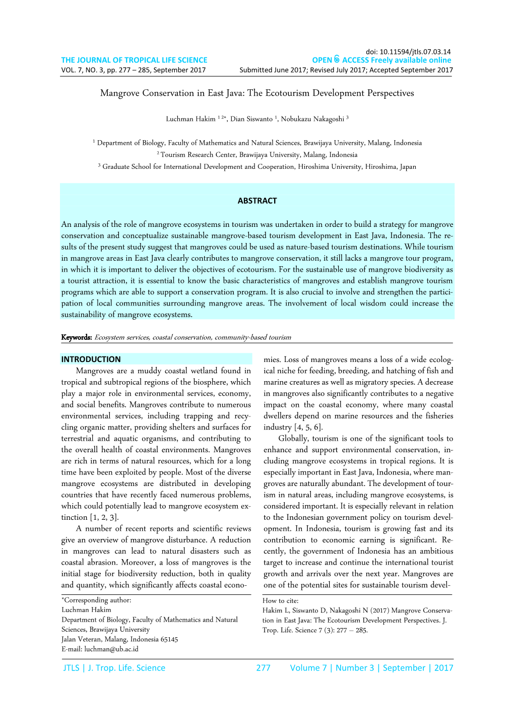 Mangrove Conservation in East Java: the Ecotourism Development Perspectives