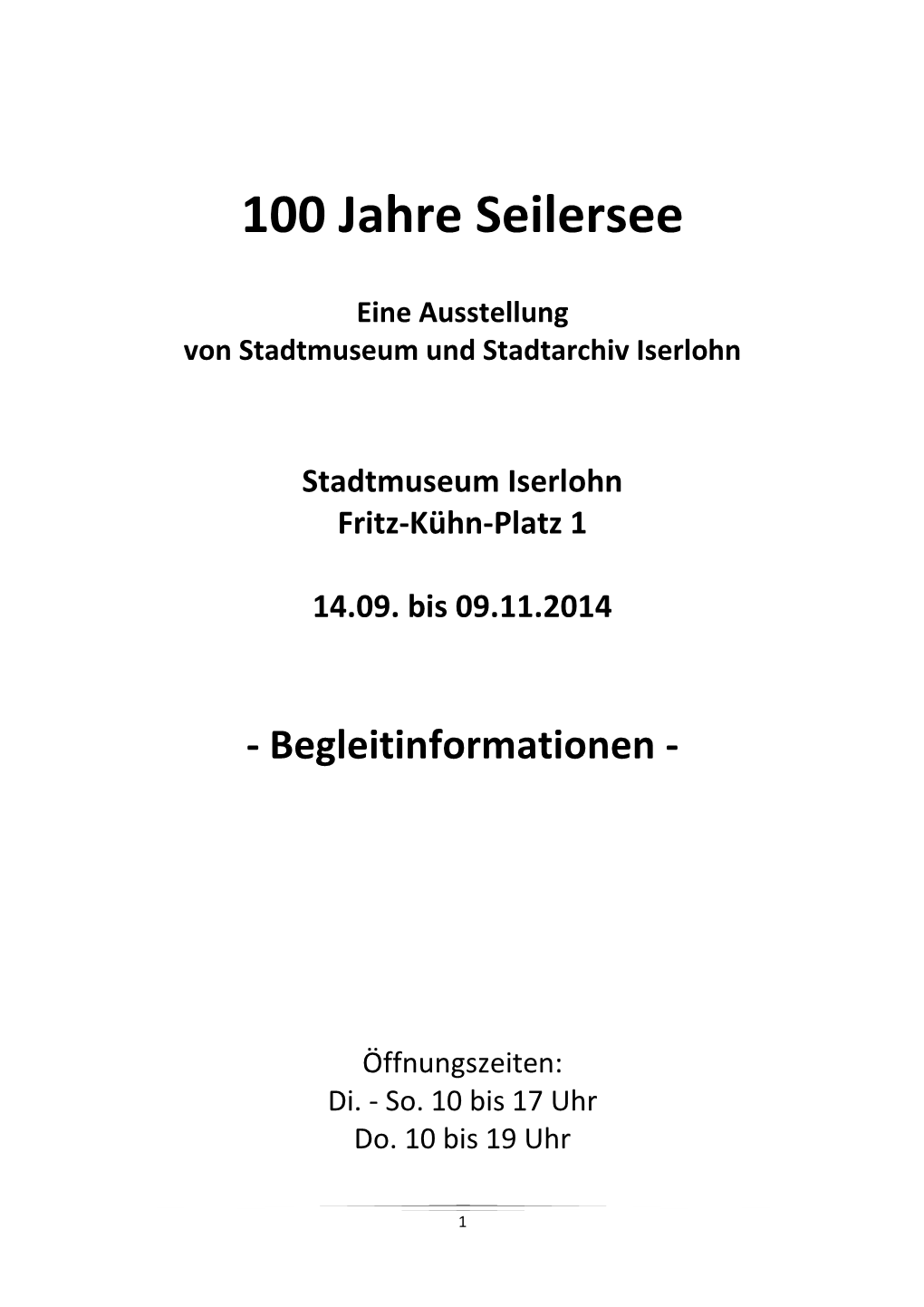 100 Jahre Seilersee